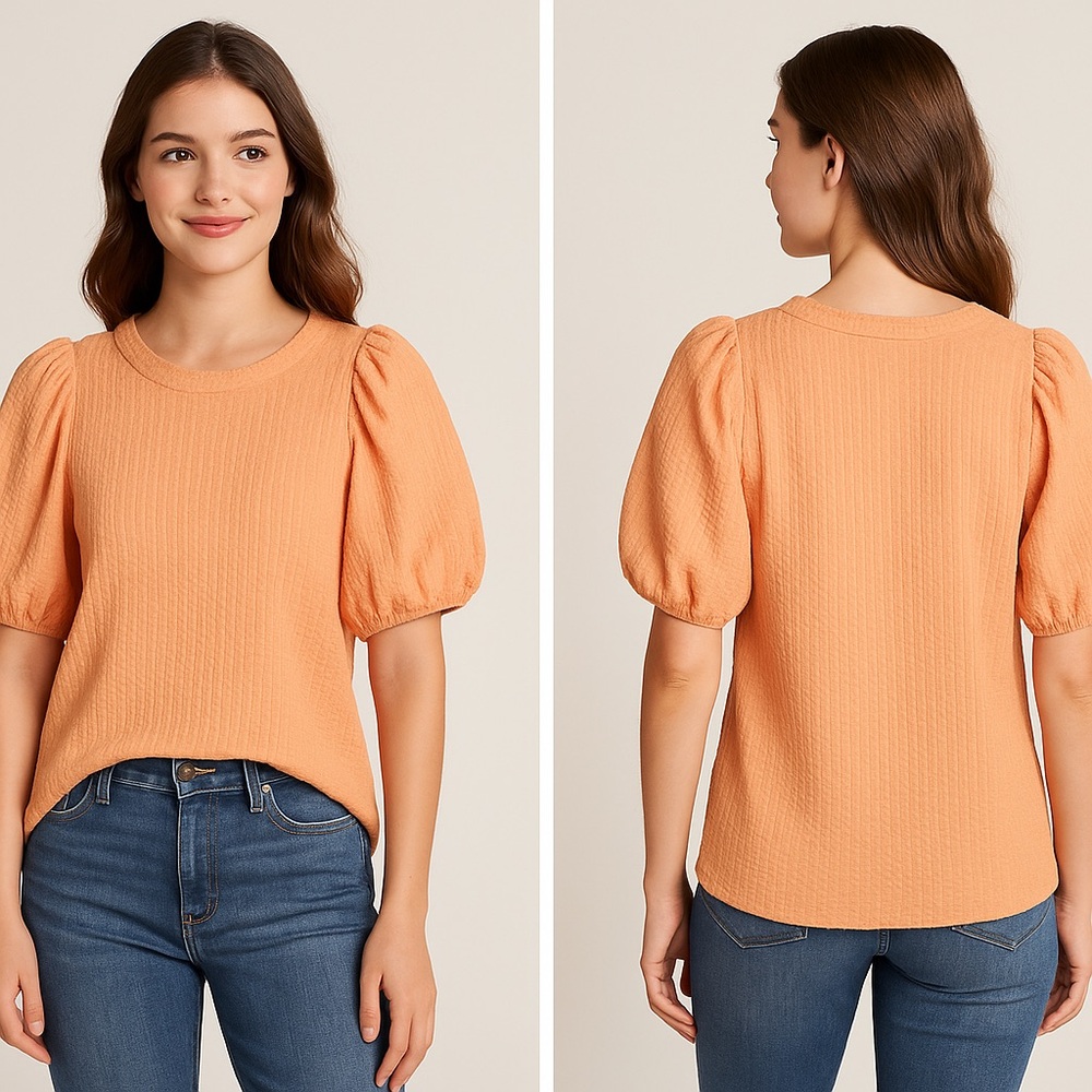 CeCe Puff Sleeve Textured Blouse – Size M